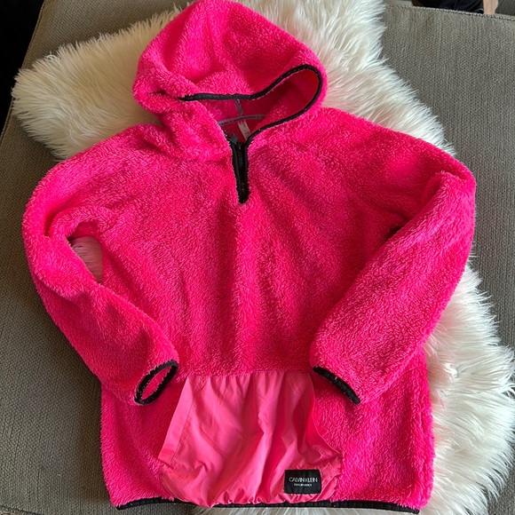 Hot Pink Calvin Klein Fluffy Hoody - Picture 1 of 3